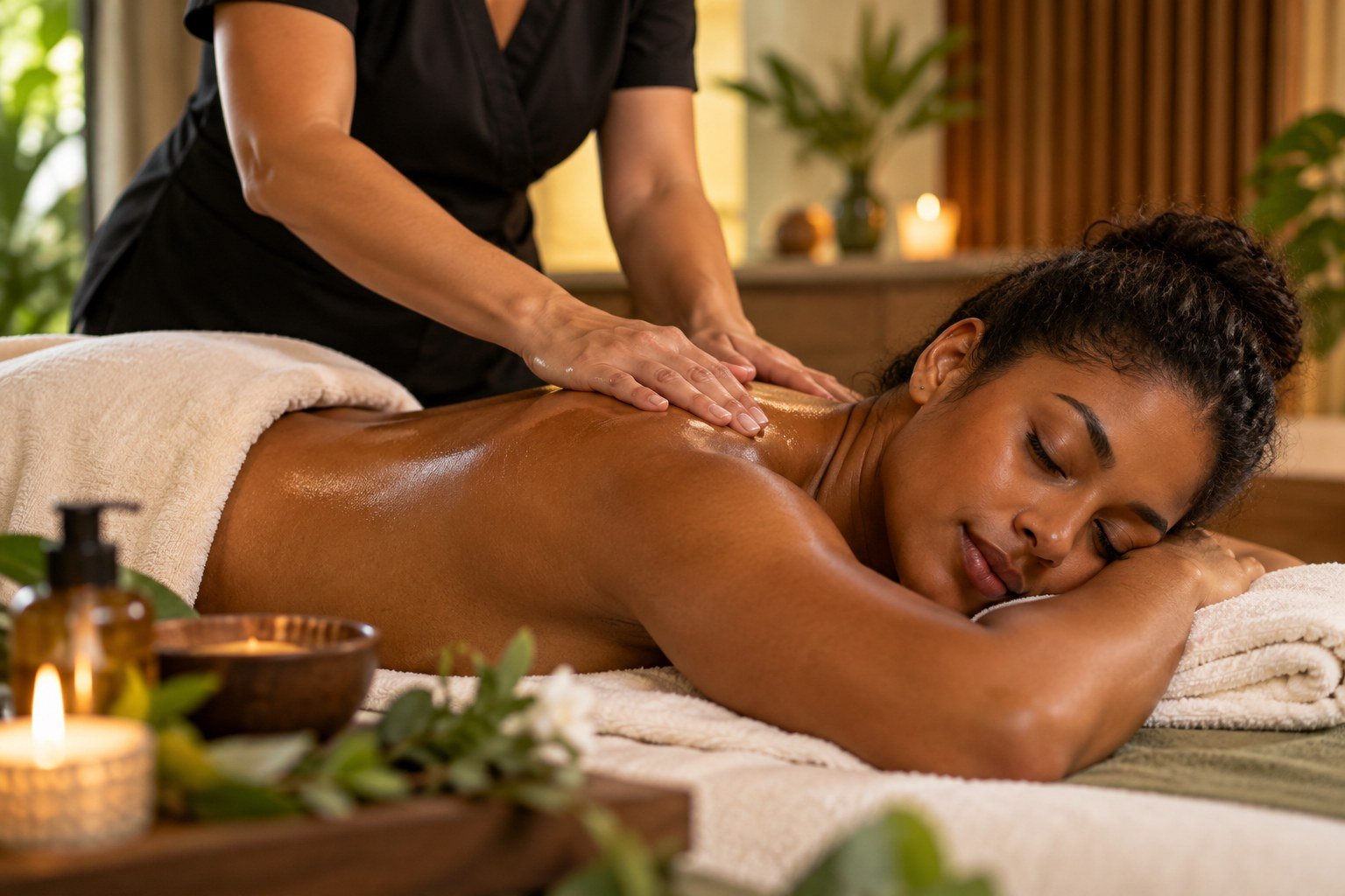 Masaje relajante en un spa, con atención profesional